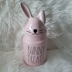 NEW Rae Dunn BUNNY TREATS Large Pink Canister